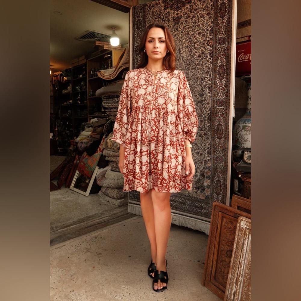 House of Sundar Maya Mini Dress Caramel